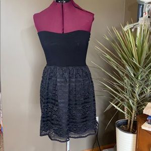Eight Sixty Black Strapless Dress with Lace Overlay Bottom (Size M)
